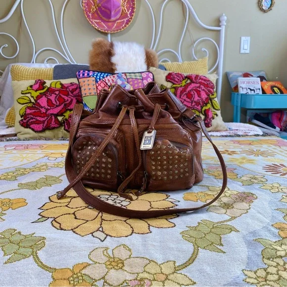 FRYE Brooke Studded Crossbody Drawstring Bag - Picture 2 of 14